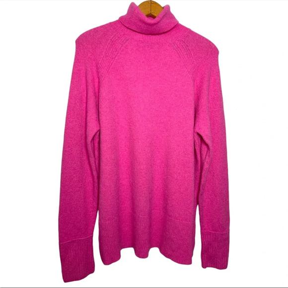 J. CREW hot pink Wool Alpaca Blend Turtleneck Long Sleeve Sweater Size Large - Picture 3 of 4